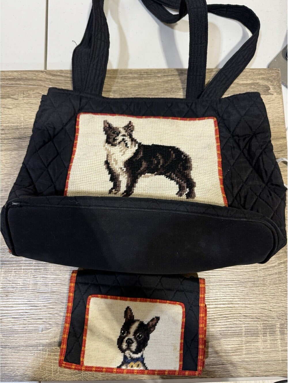 Vintage French Bulldog Shoulder Bag And Matching Wallet!!! Unique, HTF RARE